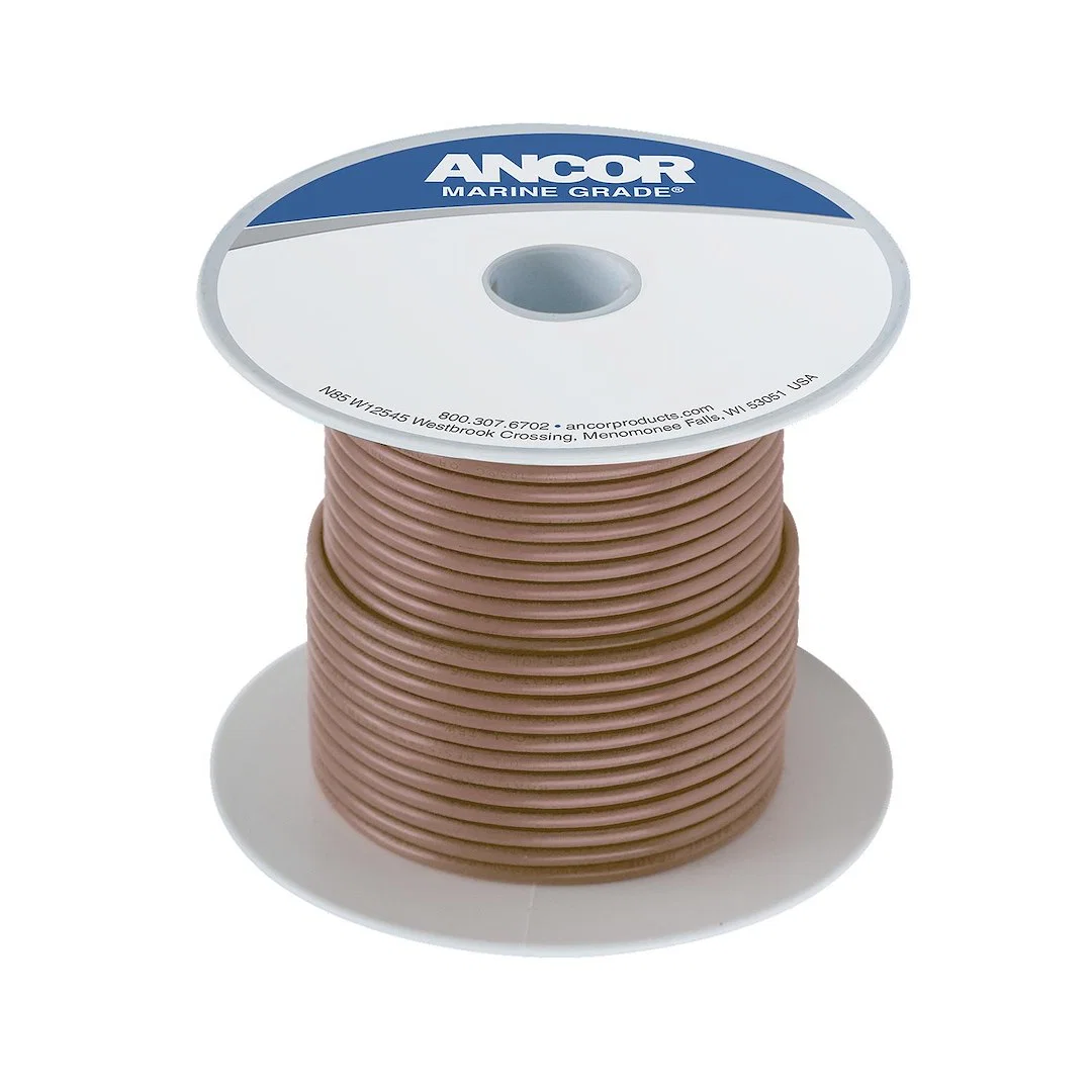 105810 – ANCOR Primary Wire, Stranded Conductor 12 Gauge 100 Foot Spool Tan Tinned Copper Conductor/ PVC Insulation U...
